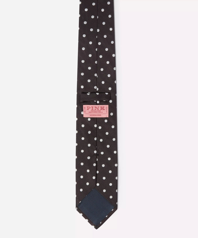 Black & White Polka Dot Silk Woven Tie