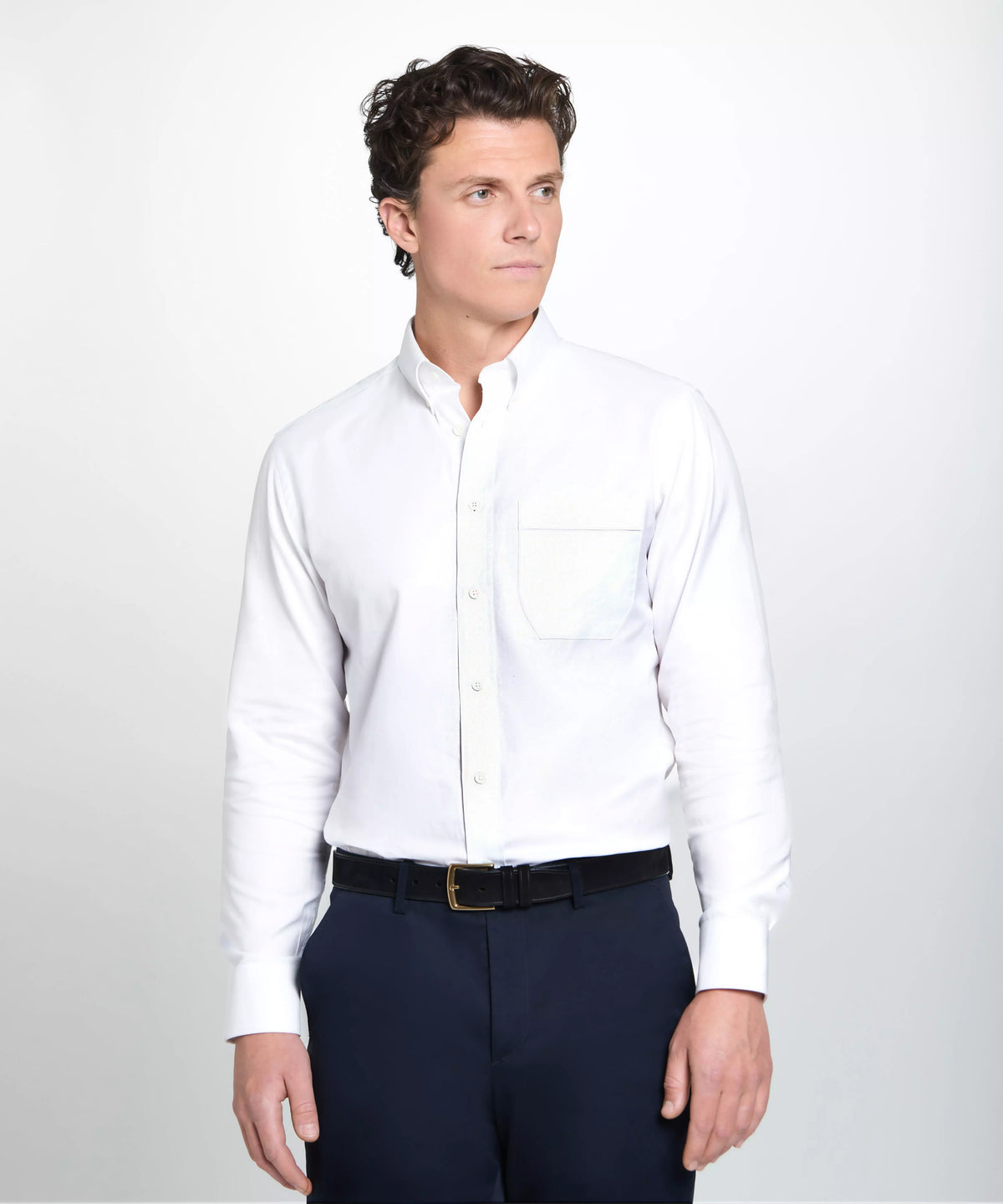 White Tailored Fit Smart Casual Button Down Weekend Oxford Shirt
