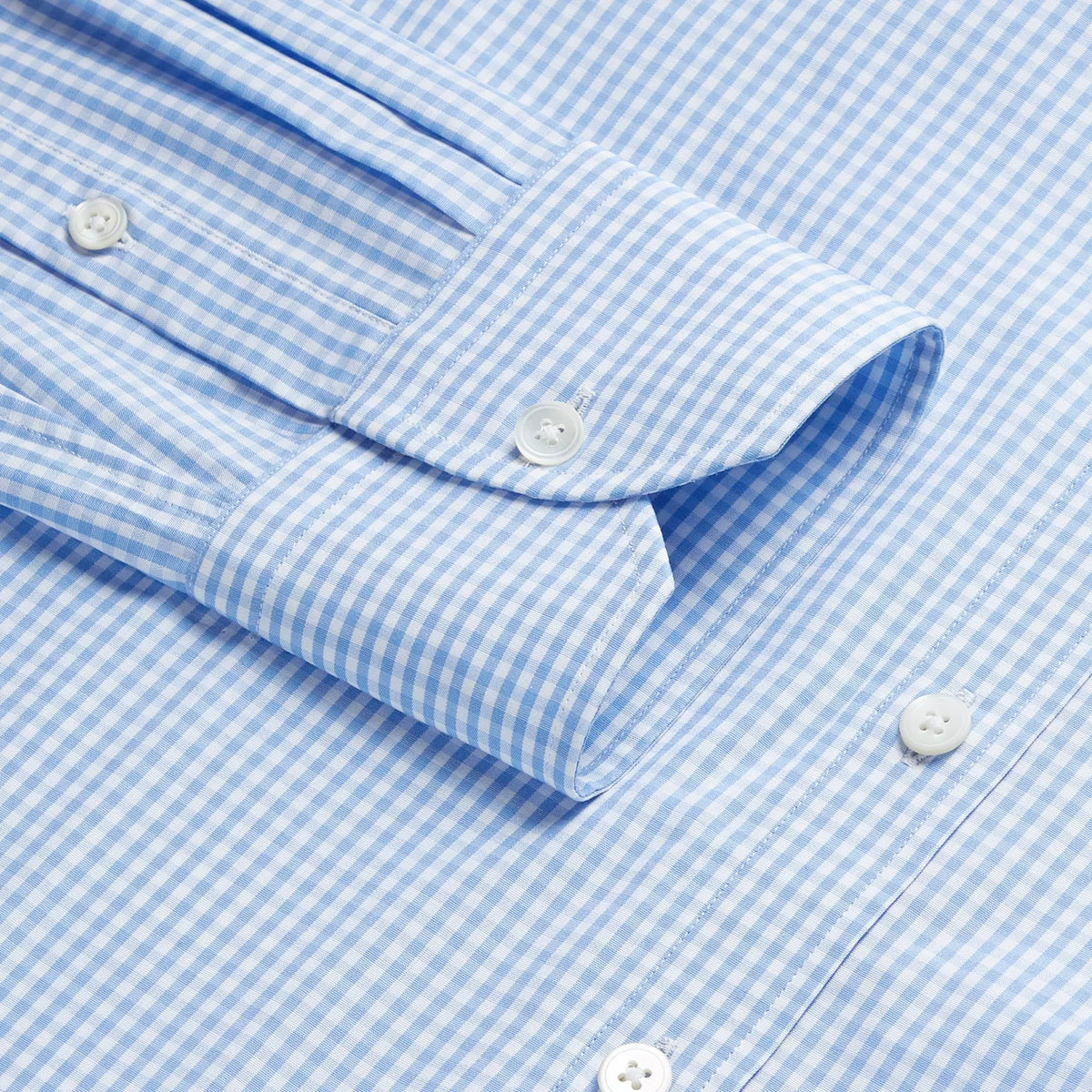 Pale Blue & White Tailored Fit Core Poplin Gingham Formal Shirt