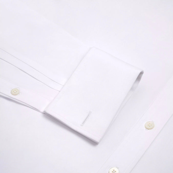 White Tailored Fit Double Cuff Poplin Formal Shirt