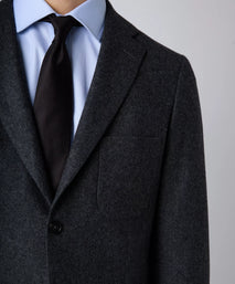 Charcoal Grey Tailored Fit Melange Merino Wool Jacket