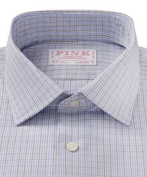 Pale Blue & Green Tailored Fit Graph Check Formal Shirt