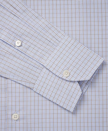 Pale Blue & Green Tailored Fit Graph Check Formal Shirt