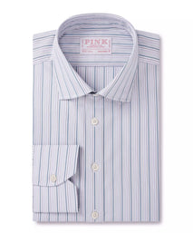 Teal Green & White Tailored Fit Supraluxe Multi Stripe Formal Shirt