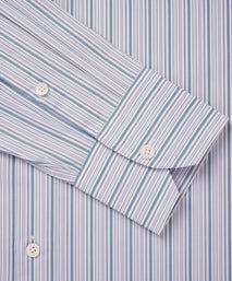 Teal Green & White Tailored Fit Supraluxe Multi Stripe Formal Shirt