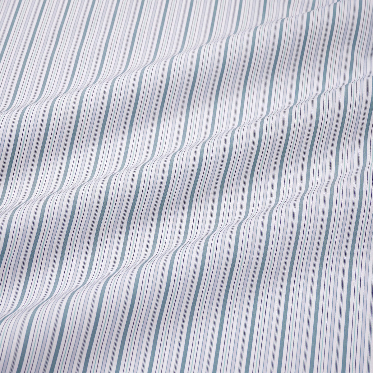 Teal Green & White Tailored Fit Supraluxe Multi Stripe Formal Shirt