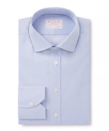 Pale Blue & White Tailored Fit Journey Twill Stripe Formal Shirt