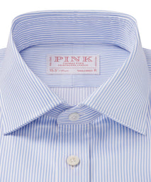 Pale Blue & White Tailored Fit Journey Twill Stripe Formal Shirt