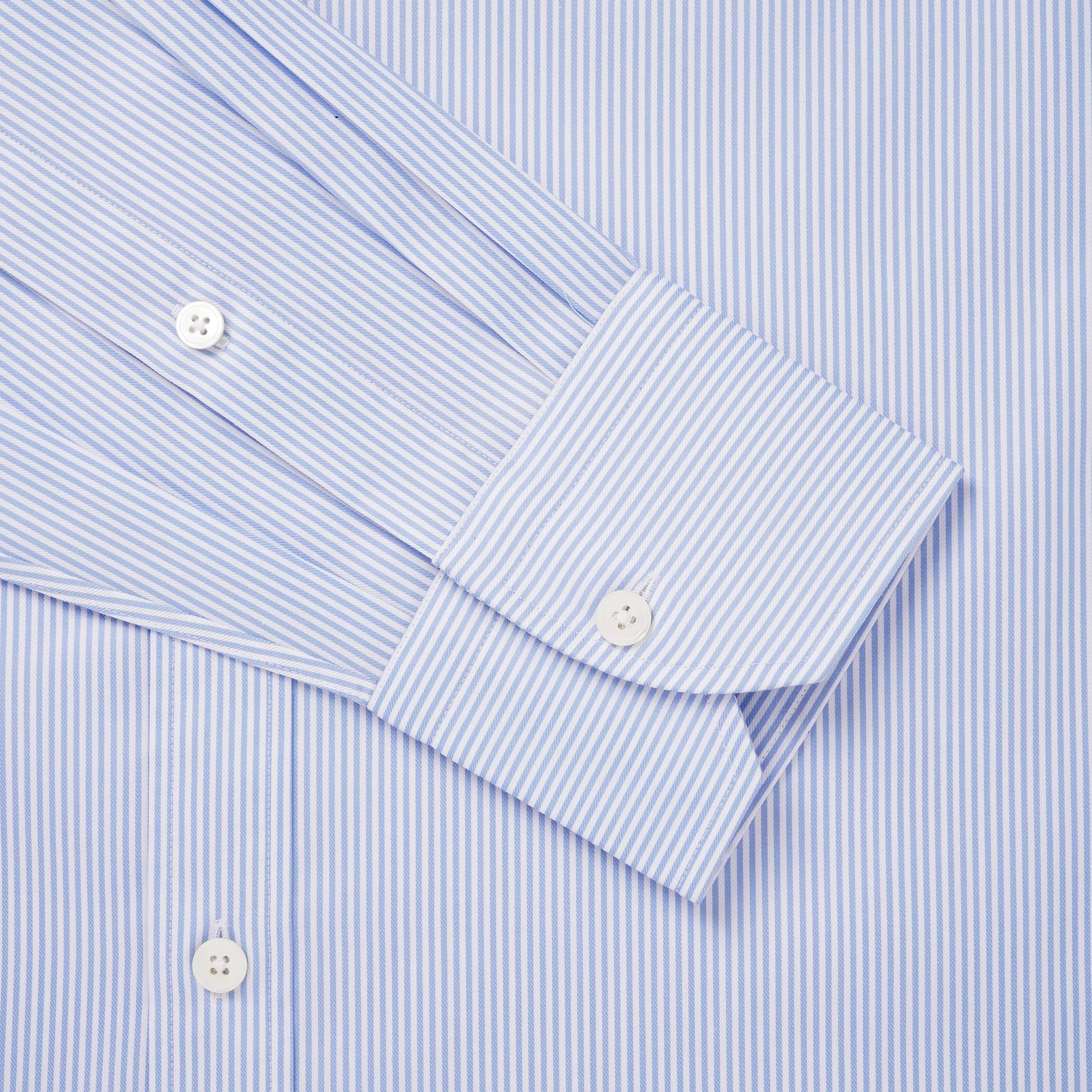 Pale Blue & White Slim Fit Journey Twill Stripe Formal Shirt