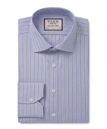 Blue & Navy Classic Fit Regent End on End Stripe Formal Shirt