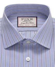 Blue & Navy Classic Fit Regent End on End Stripe Formal Shirt