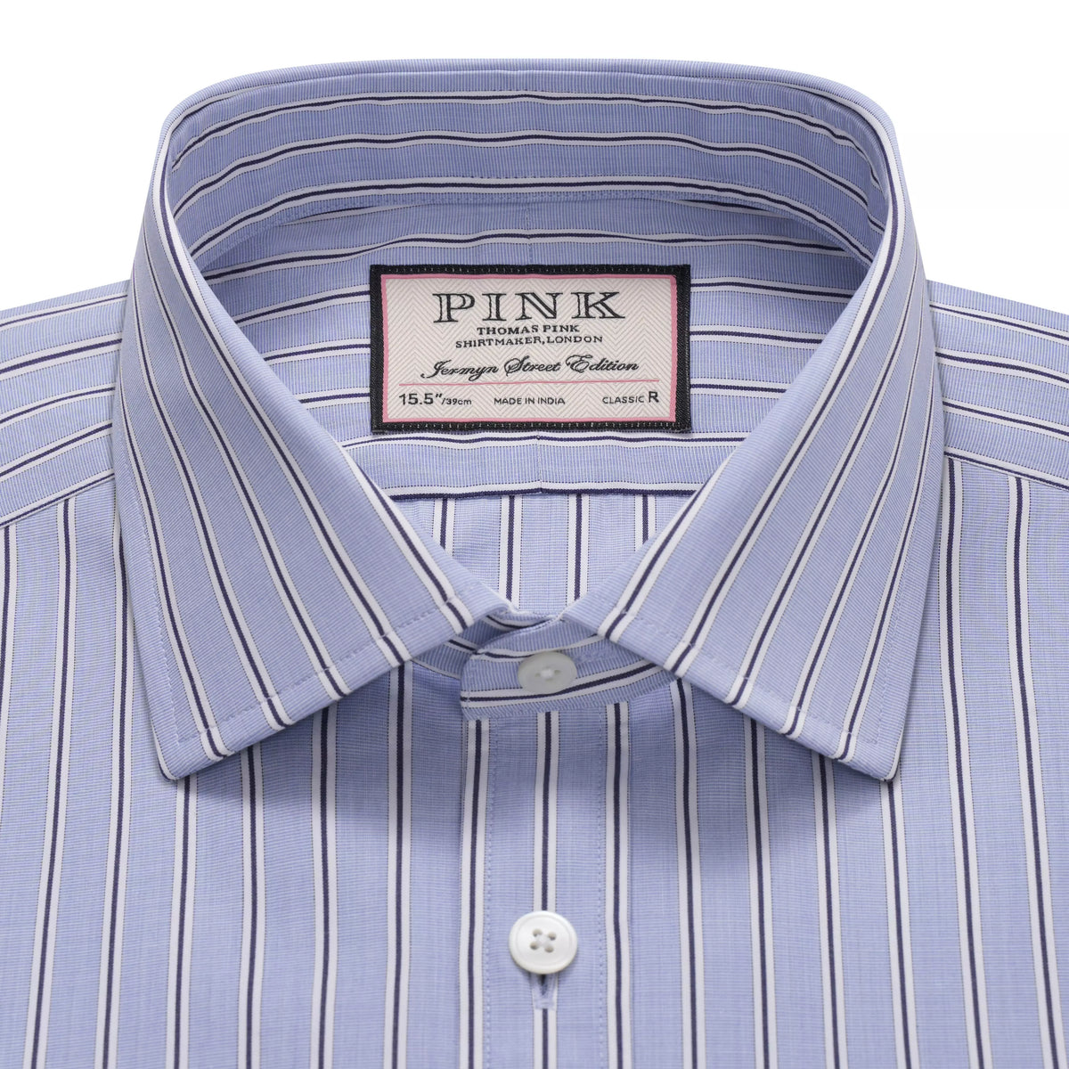 Blue & Navy Classic Fit Regent End on End Stripe Formal Shirt