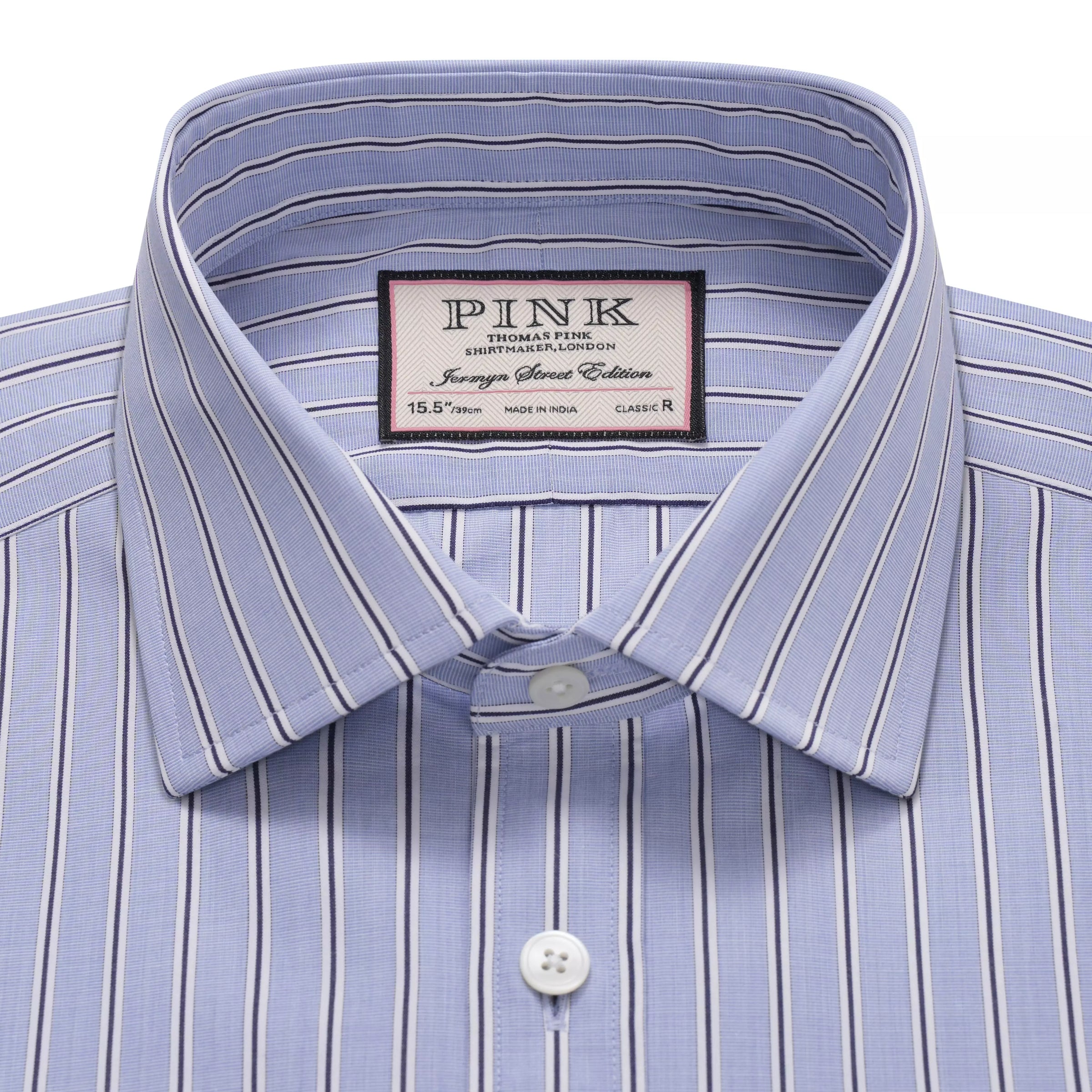 Blue & Navy Classic Fit Regent End on End Stripe Formal Shirt