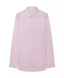Pink & White Classic Fit Smart Casual Cotton Stripe Shirt