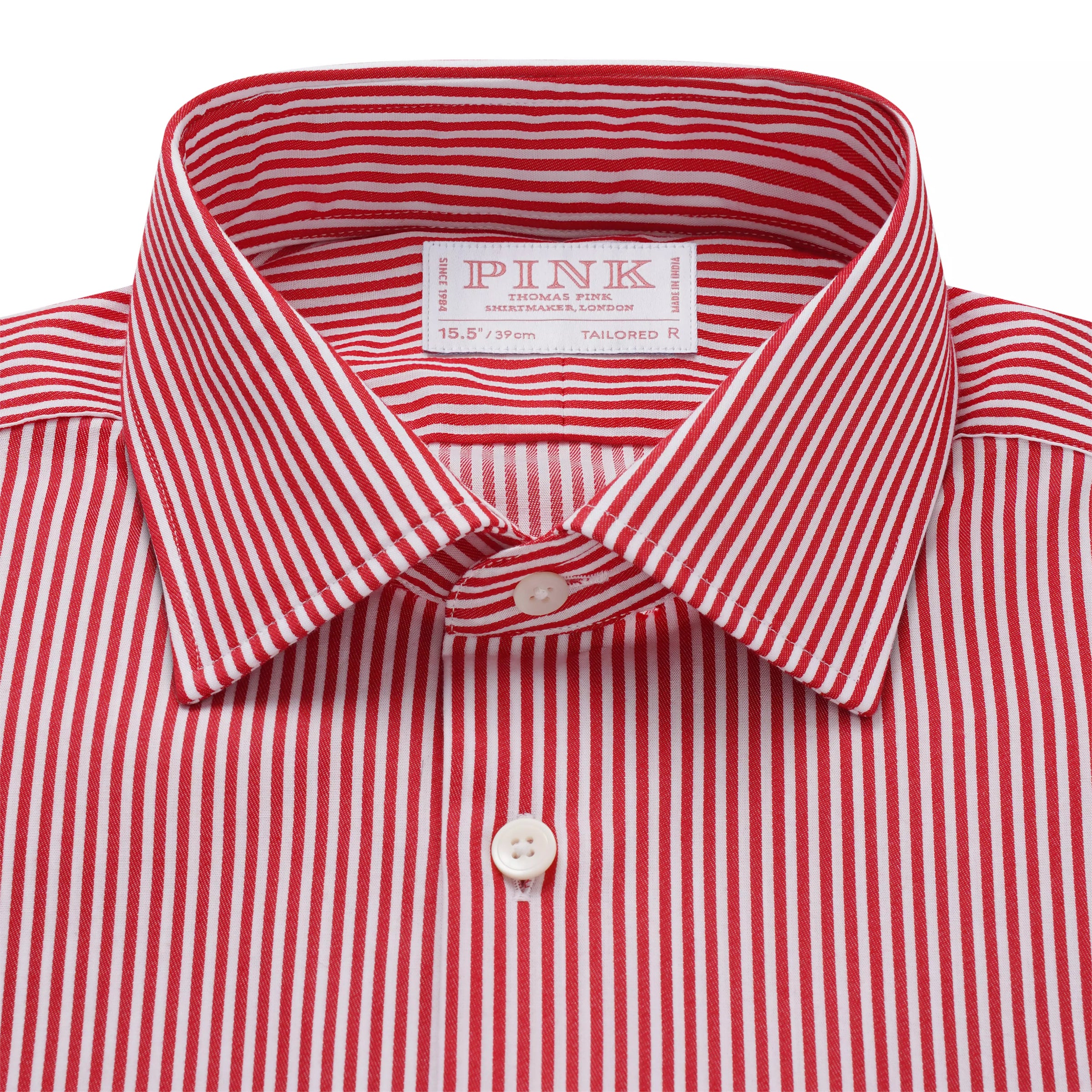 Red & White Tailored Fit Capri Stripe Shirt Formal Shirt