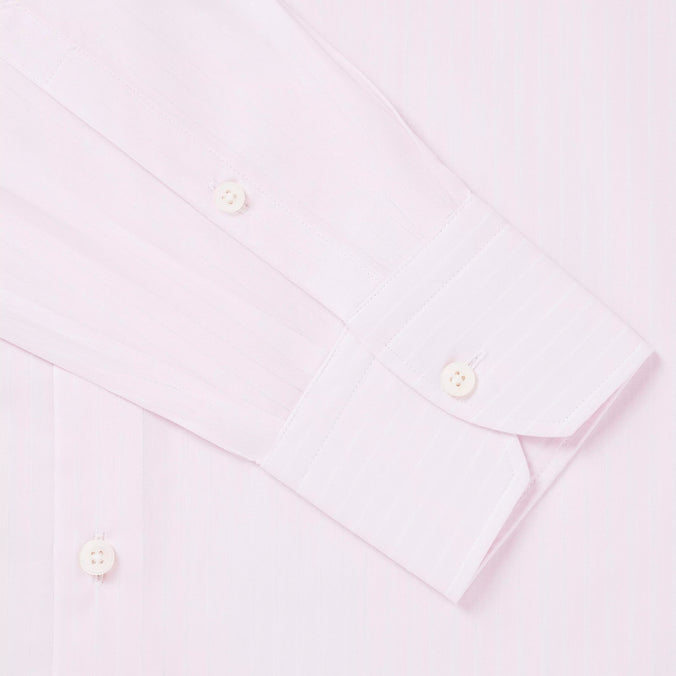 Pale Pink & White Tailored Fit Poplin Stripe Formal Shirt