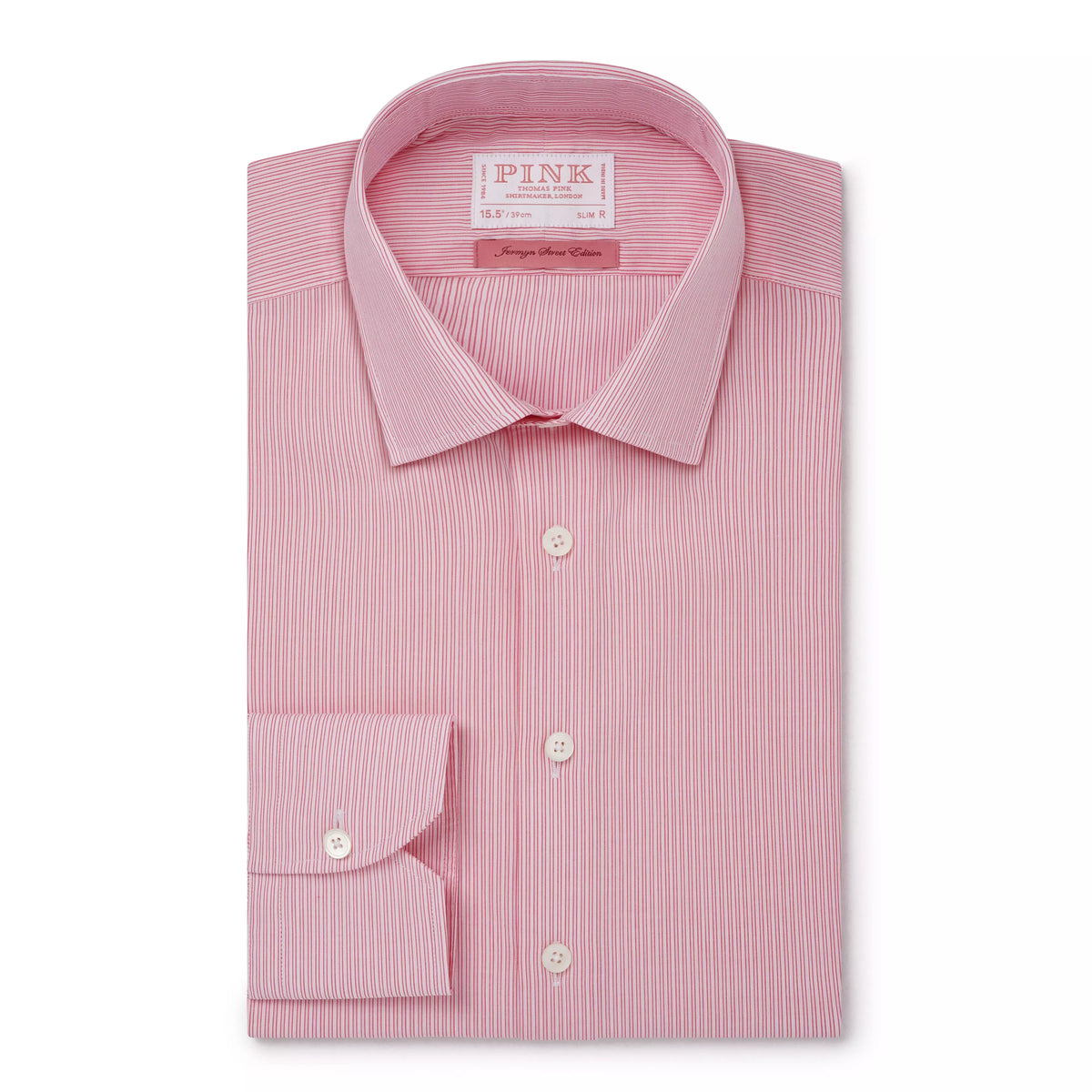 Pink & White Slim Fit Poplin Needle Stripe Formal Shirt