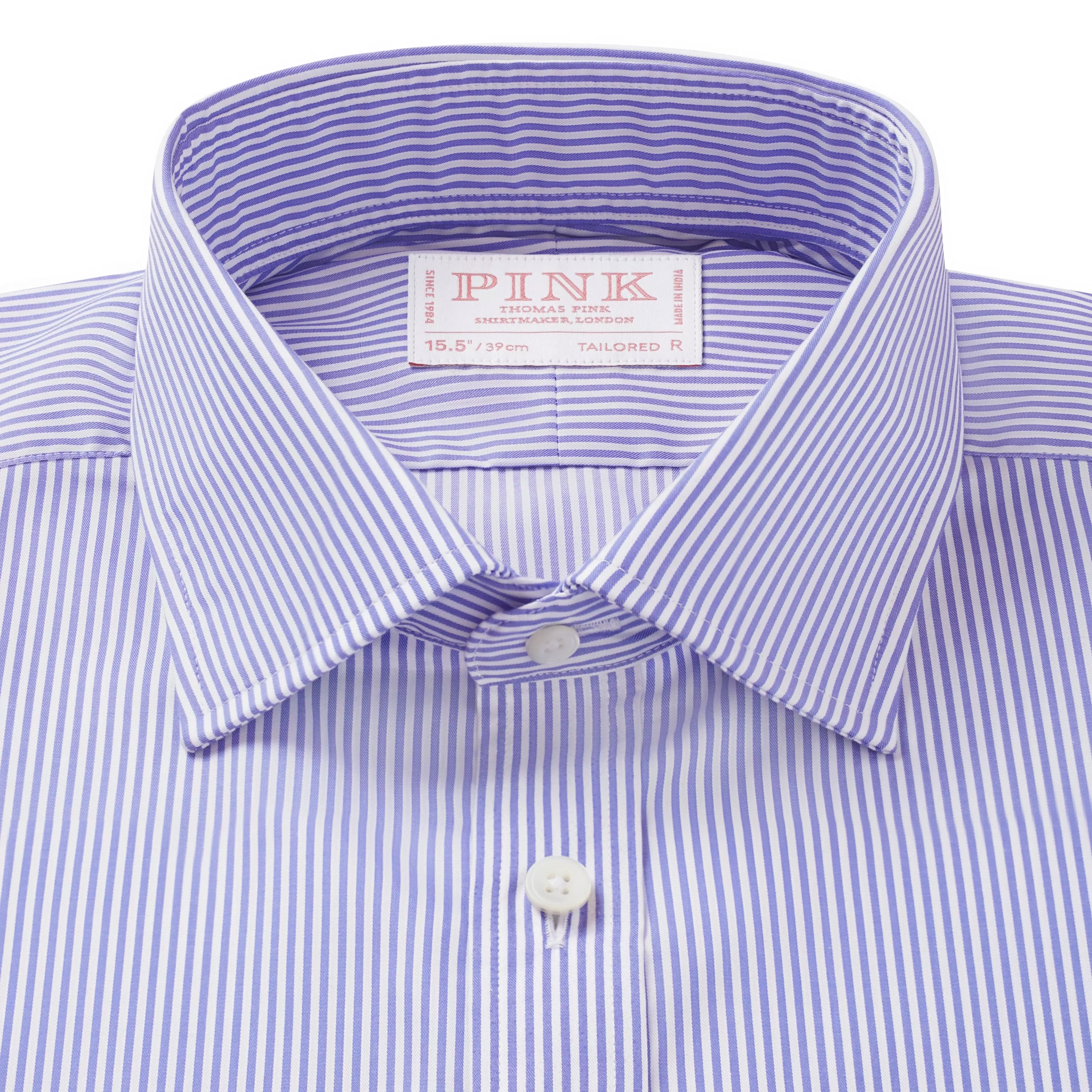 Blue & Navy Tailored Fit Bengal Twill Stripe Formal Shirt