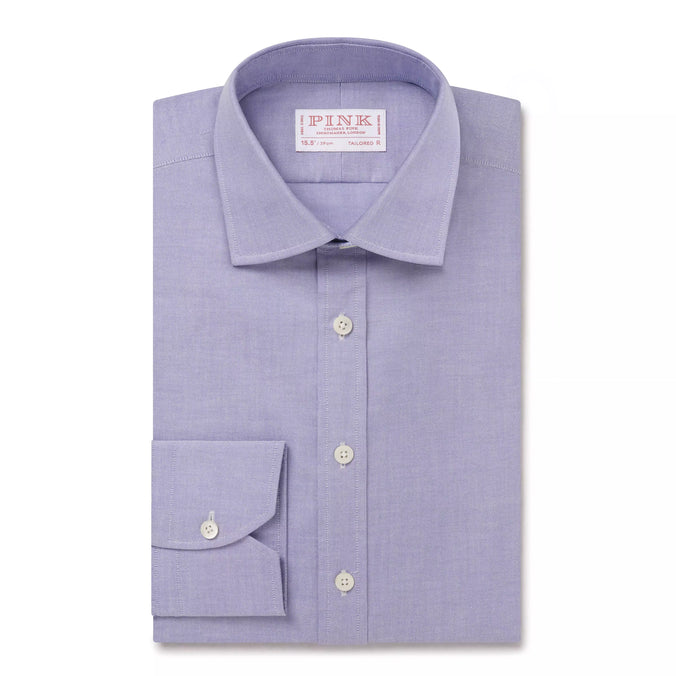 Blue Tailored Fit Open Weave Oxford Formal Shirt