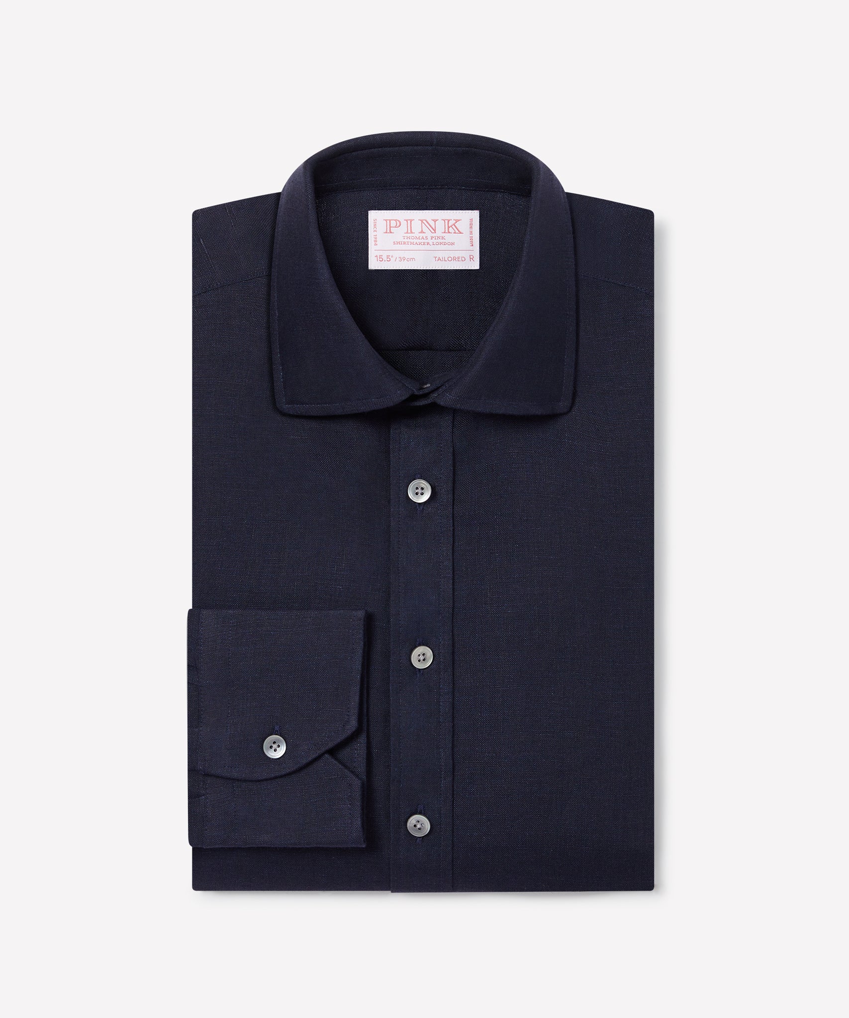 Navy Tailored Fit Essential Linen Formal Shirt