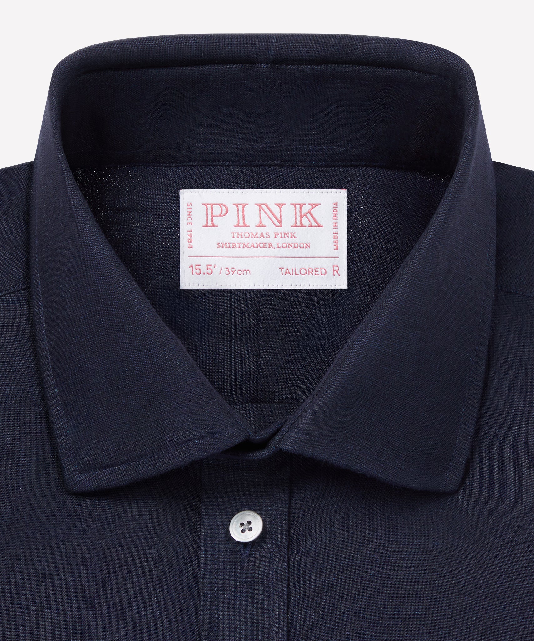 Navy Tailored Fit Essential Linen Formal Shirt