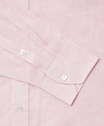 Pale Pink Classic Fit Essential Linen Button Down Smart Casual Shirt