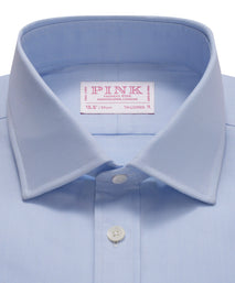 Pale Blue & White Tailored Fit Double Cuff Puppytooth Formal Shirt