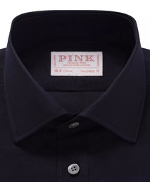 Navy Blue Tailored Fit Double Cuff Ramses Cotton Poplin Formal Shirt