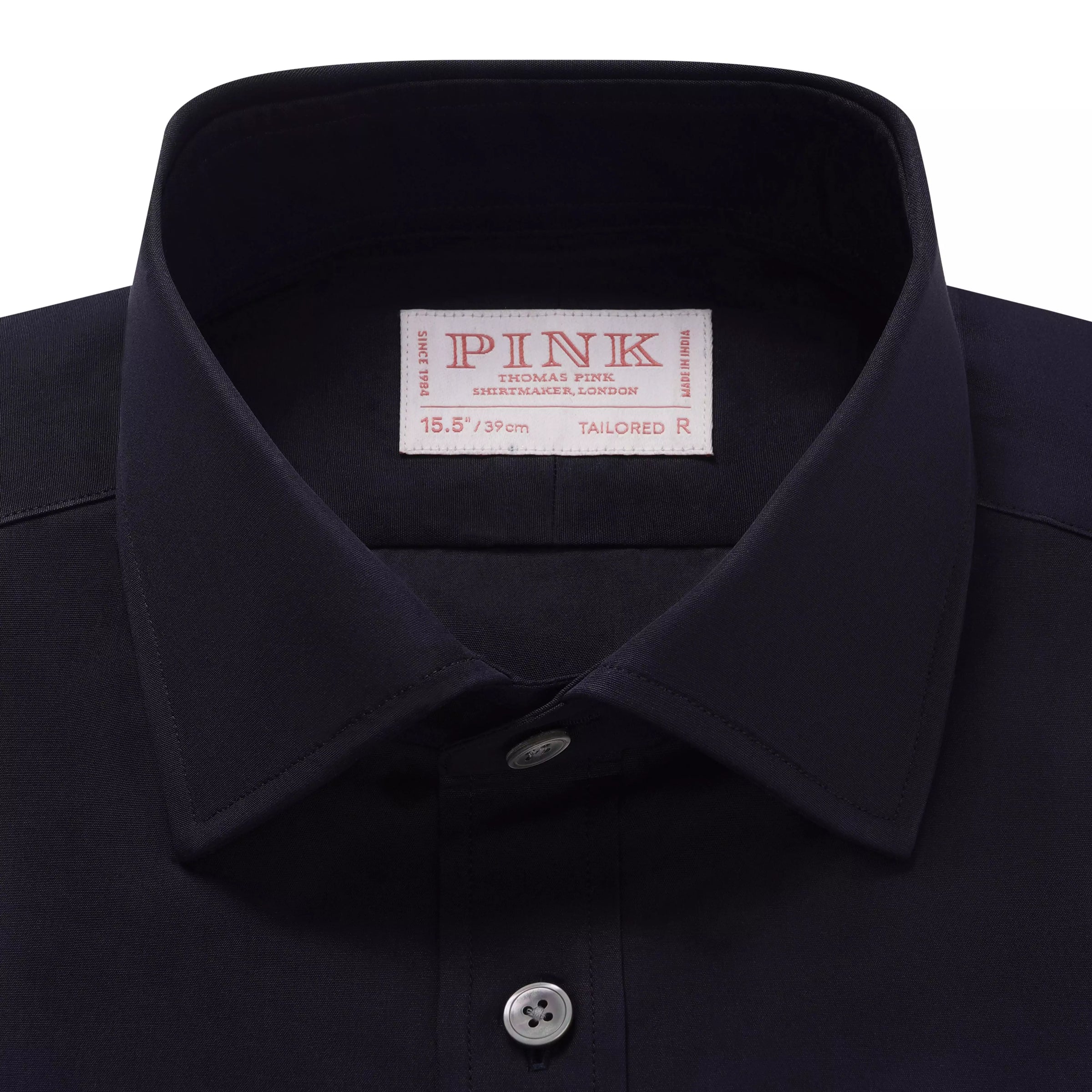 Navy Blue Tailored Fit Double Cuff Ramses Cotton Poplin Formal Shirt