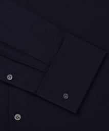 Navy Blue Classic Fit Double Cuff Ramses Cotton Poplin Formal Shirt