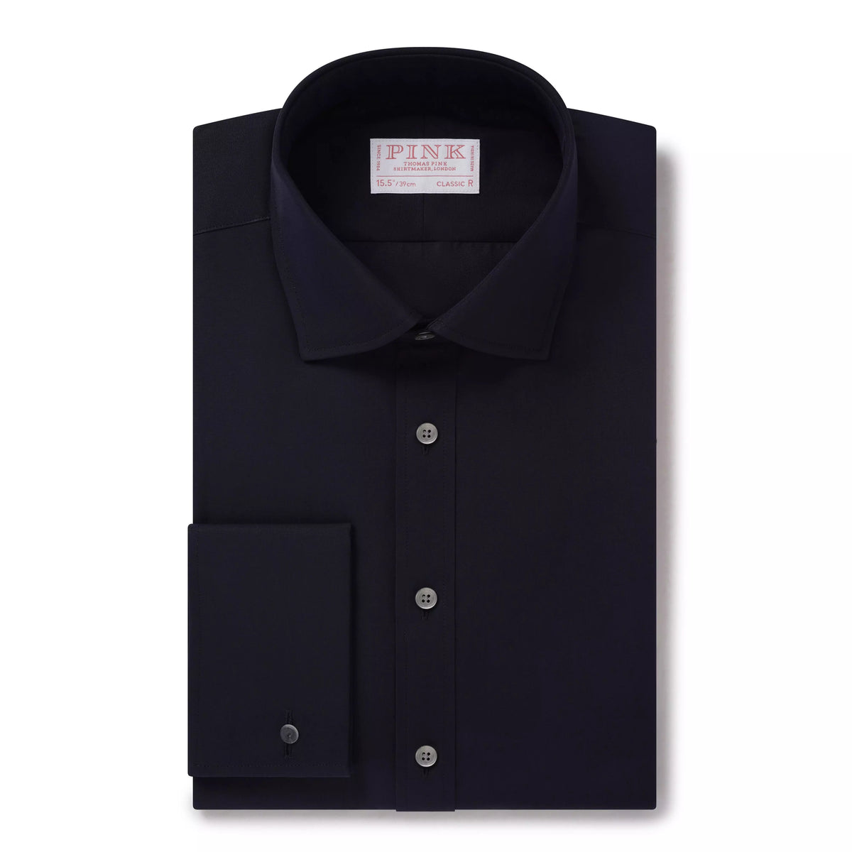 Navy Blue Classic Fit Double Cuff Ramses Cotton Poplin Formal Shirt