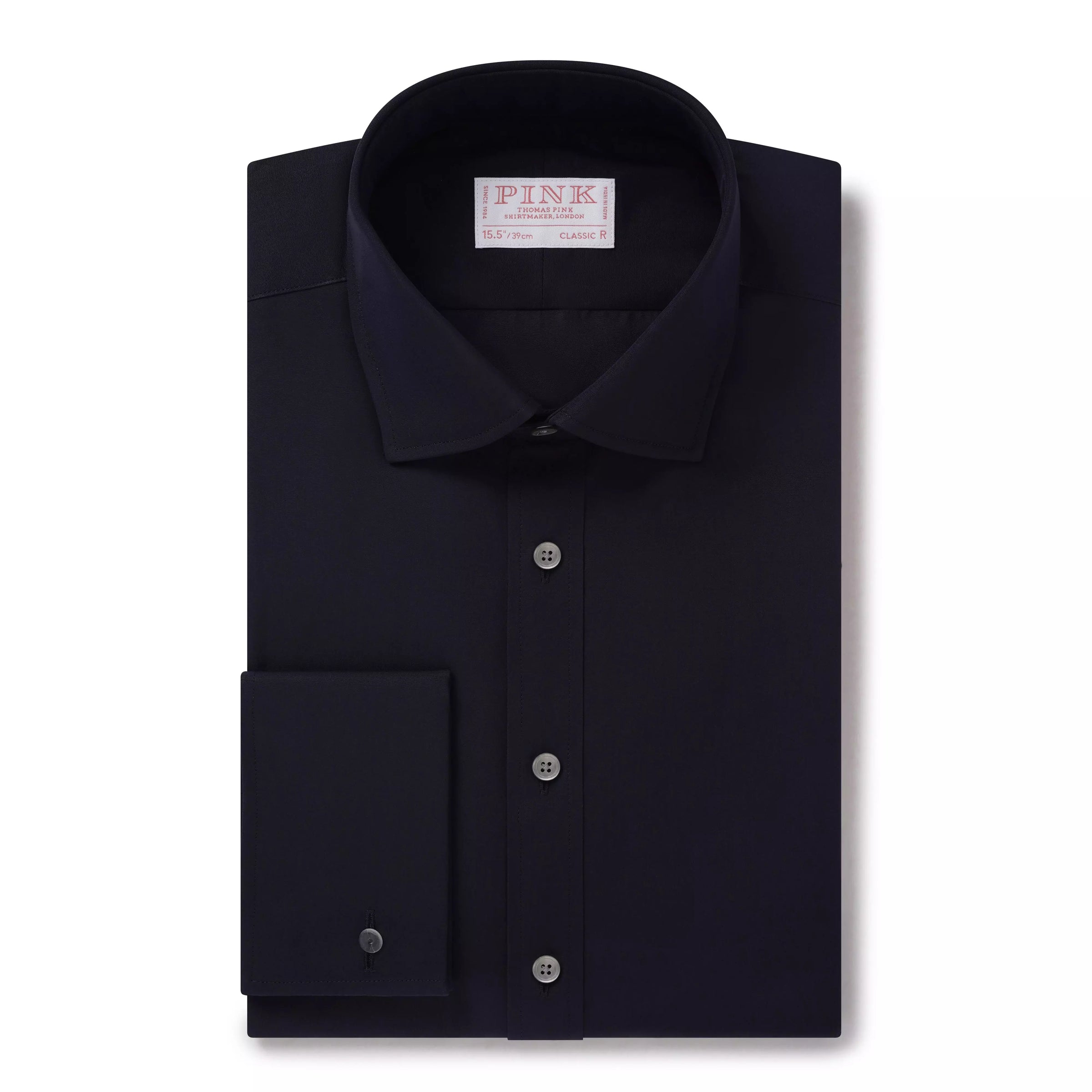 Navy Blue Classic Fit Double Cuff Ramses Cotton Poplin Formal Shirt