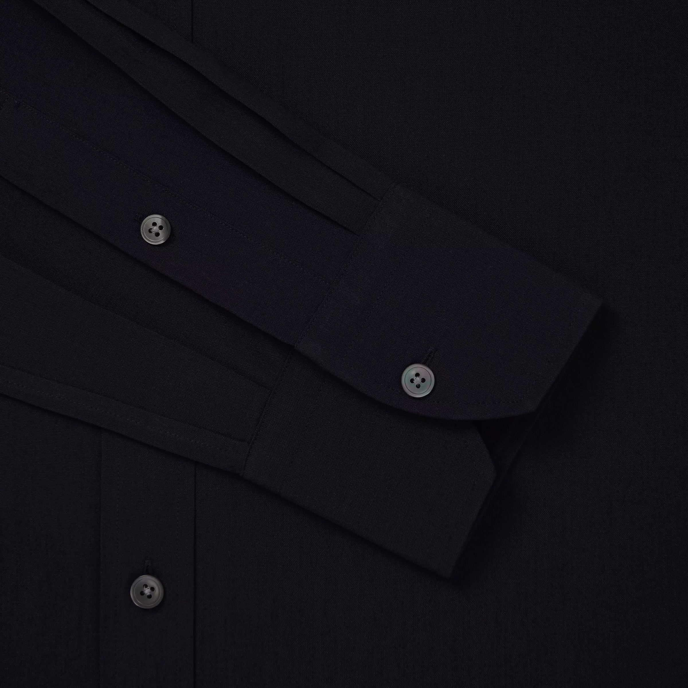 Dark Navy Blue Classic Fit Lightweight Wool Formal Shirt